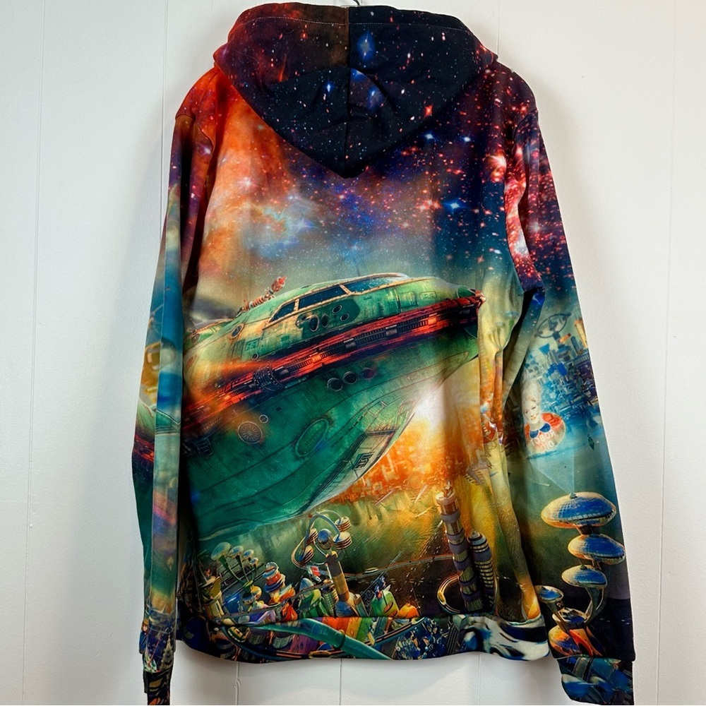 Futurama City All Over Print Hoodie Made in USA Size L ๐ฅ - Picture 4 of 10